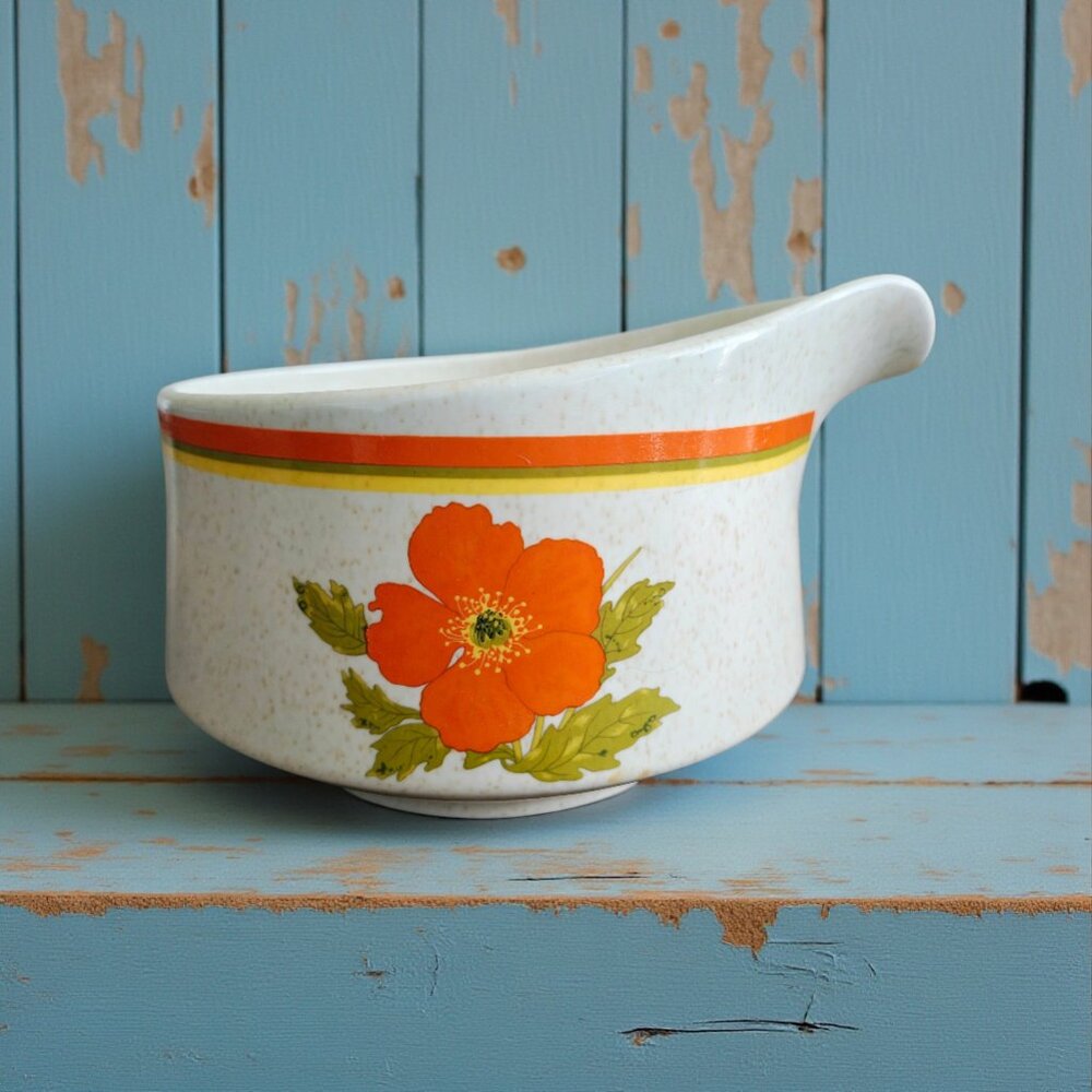 Vintage LENOX Fire Flower Temperware Gravy Boat